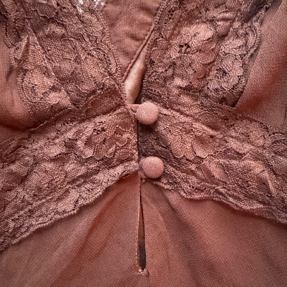 Elegant Lace Trimmed Brown Intimate